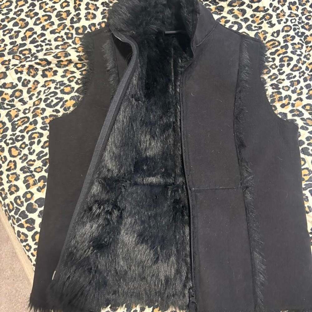 Black faux fur vest